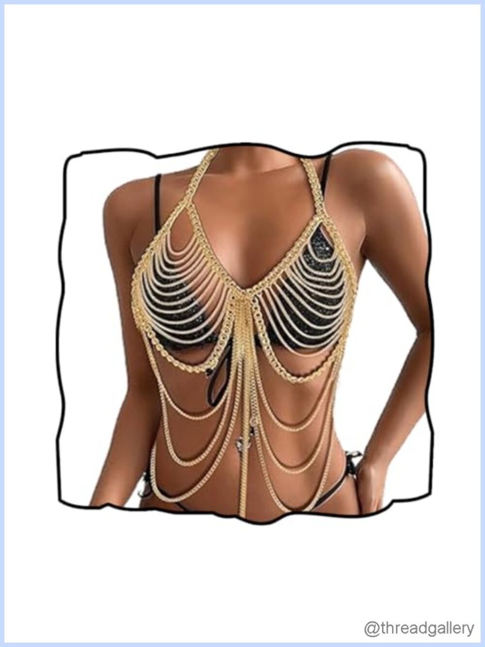 Gold Plated Body Chain Tassel Bra Jewelry Beach Party Accessory
